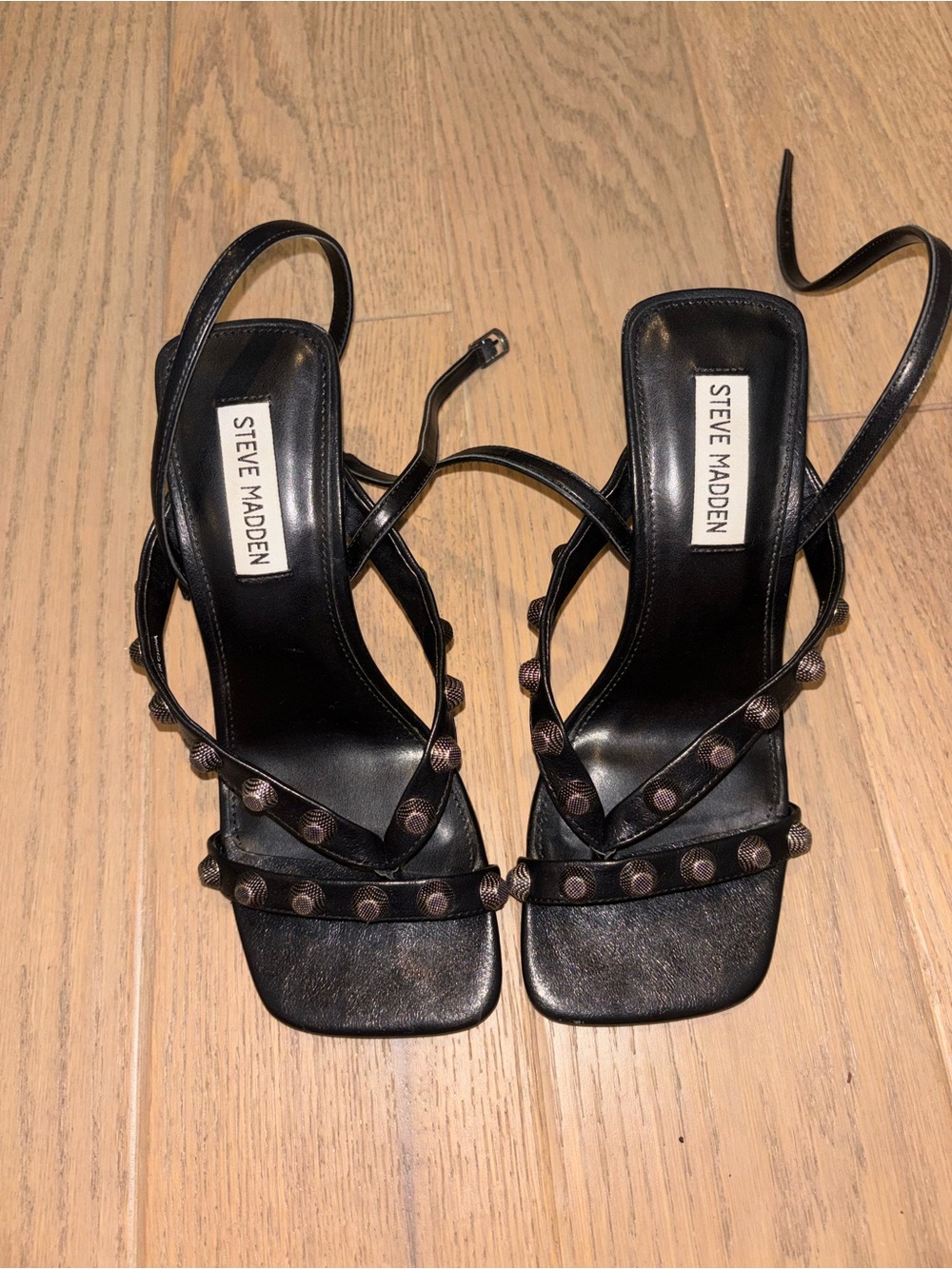 Steve Madden Black Studded Leather Sandals